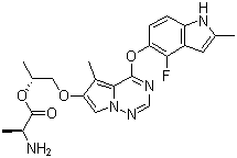 Brivanib alaninate, (1R)-2-((4-((4-Fluoro-2-methyl-1H-indol-5-yl)oxy)-5-methylpyrrolo[2,1-f][1,2,4]triazin-6-yl)oxy)-1-methylethyl L-alanine ester, CAS #: 649735-63-7